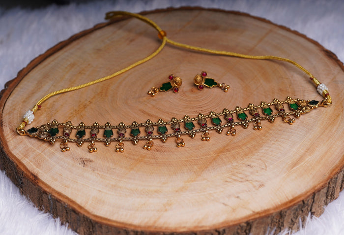 Choker with Green Meenakari Detailing