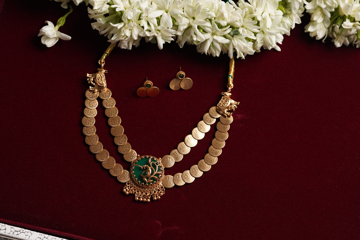 Layered Laxmi Haar with Peacock Detailing