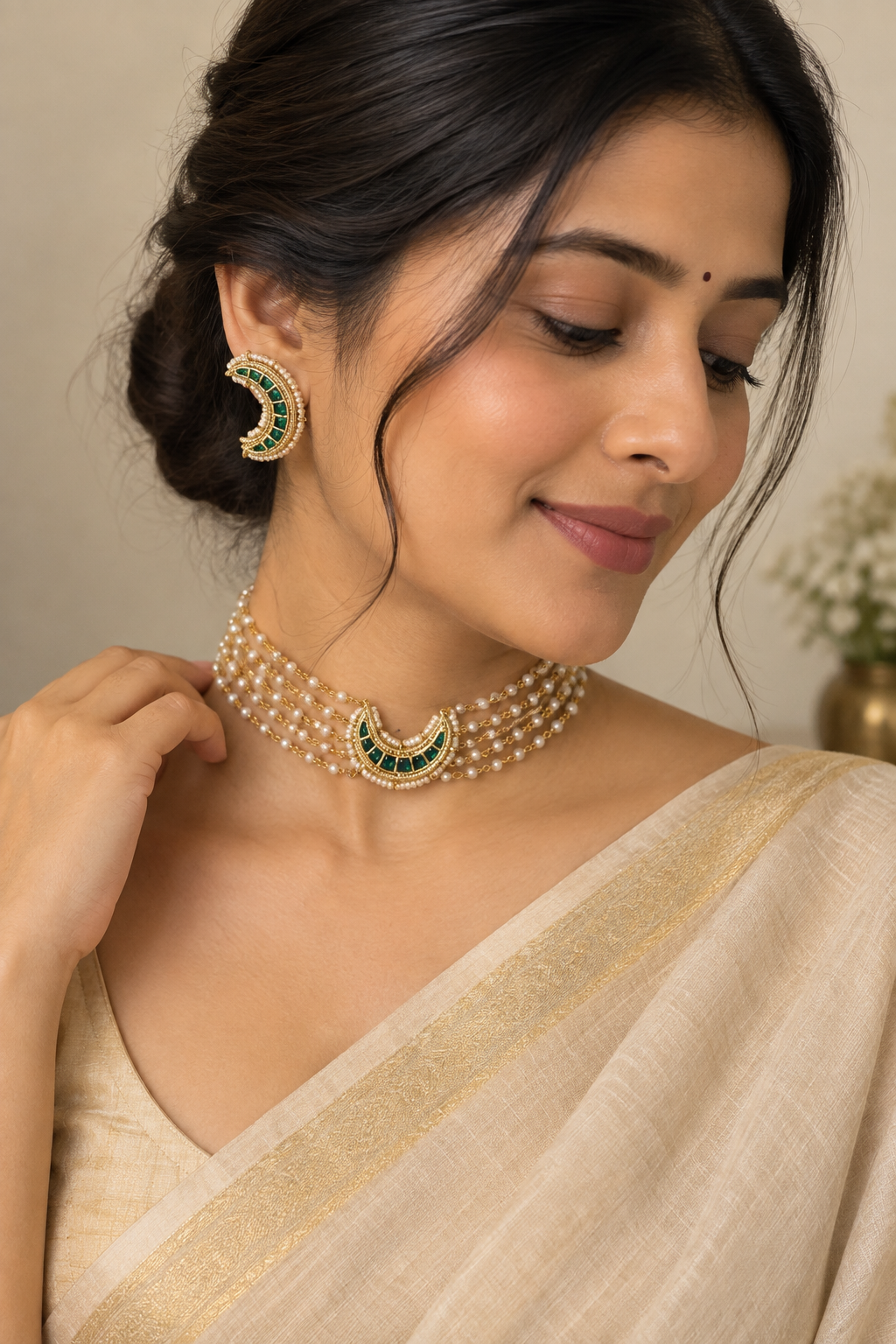 Chandrakor Choker Set(Green)