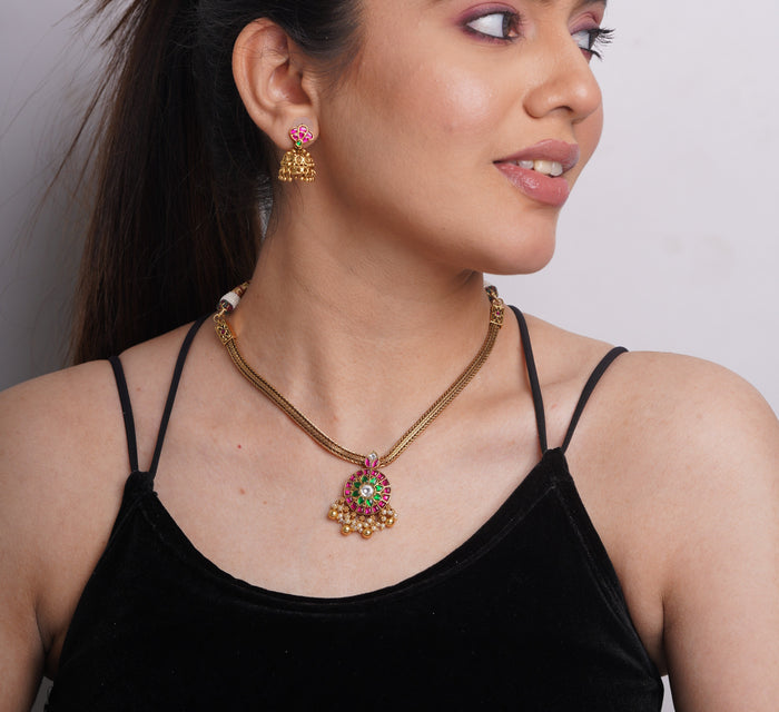 Ruby Green Pendant Set