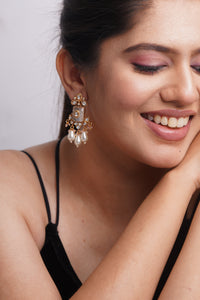 Kundan Moti Drop Earrings