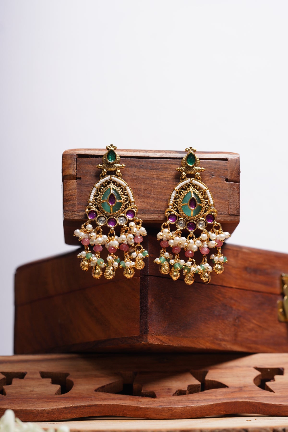 Pearl Green Drop Earrings