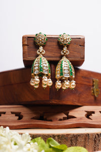 Kundan Green Jhumkas