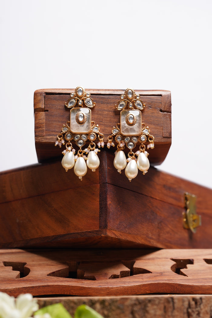 Kundan Moti Drop Earrings