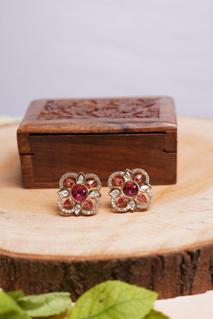 Ruby Kundan Studs