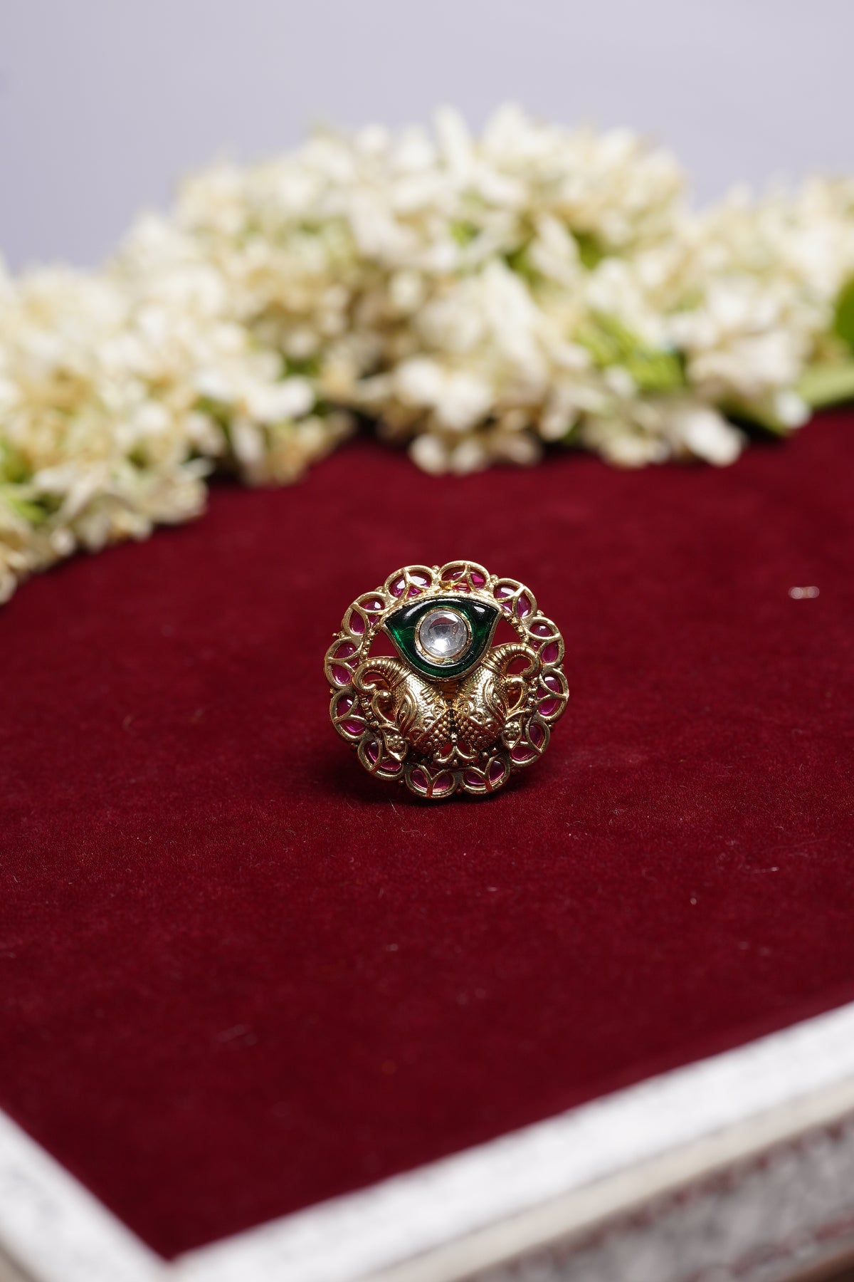 Ruby Green Haathi Ring