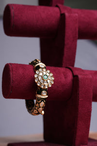 Green Meenakari Polki Kada