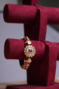 Red Meenakari  Polki Kada