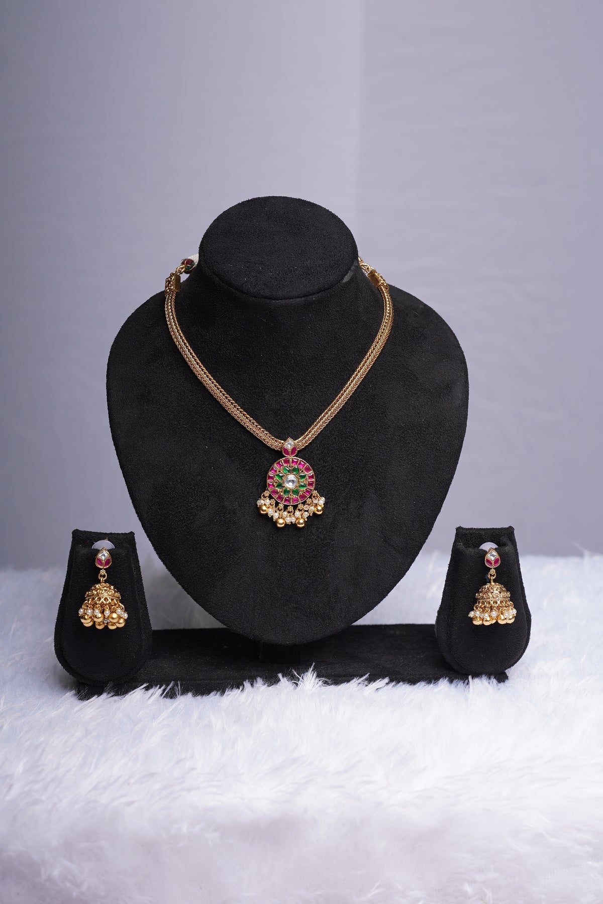 Ruby Green Pendant Set