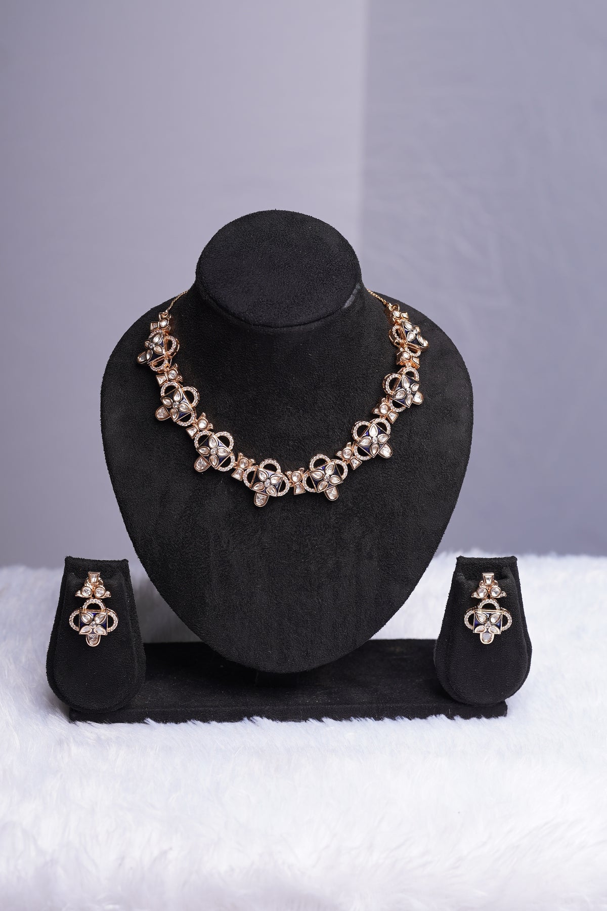 Kundan Meenakari Blue Set